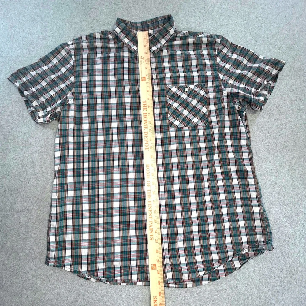 Banana Republic Button Up Shirt Mens XL Green Plaid Short‎ Sleeve Casual